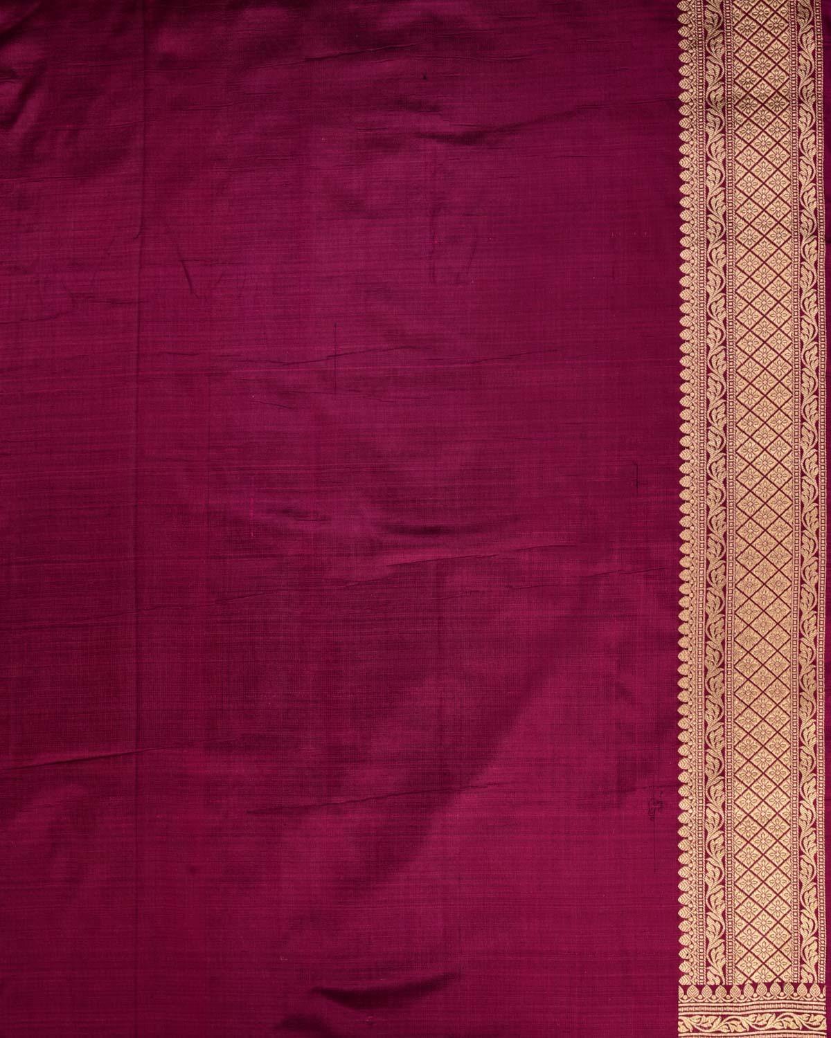 Purple Banarasi Traditional Jangla Gold Zari Brocade Handwoven Katan Silk Saree - By HolyWeaves, Benares