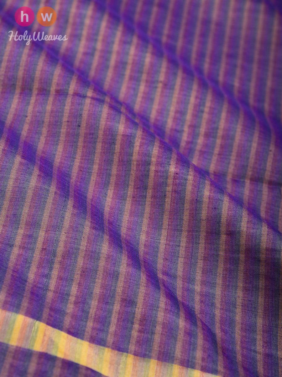 Purple Candy Stripes Woven Poly Cotton Silk Dupatta - By HolyWeaves, Benares