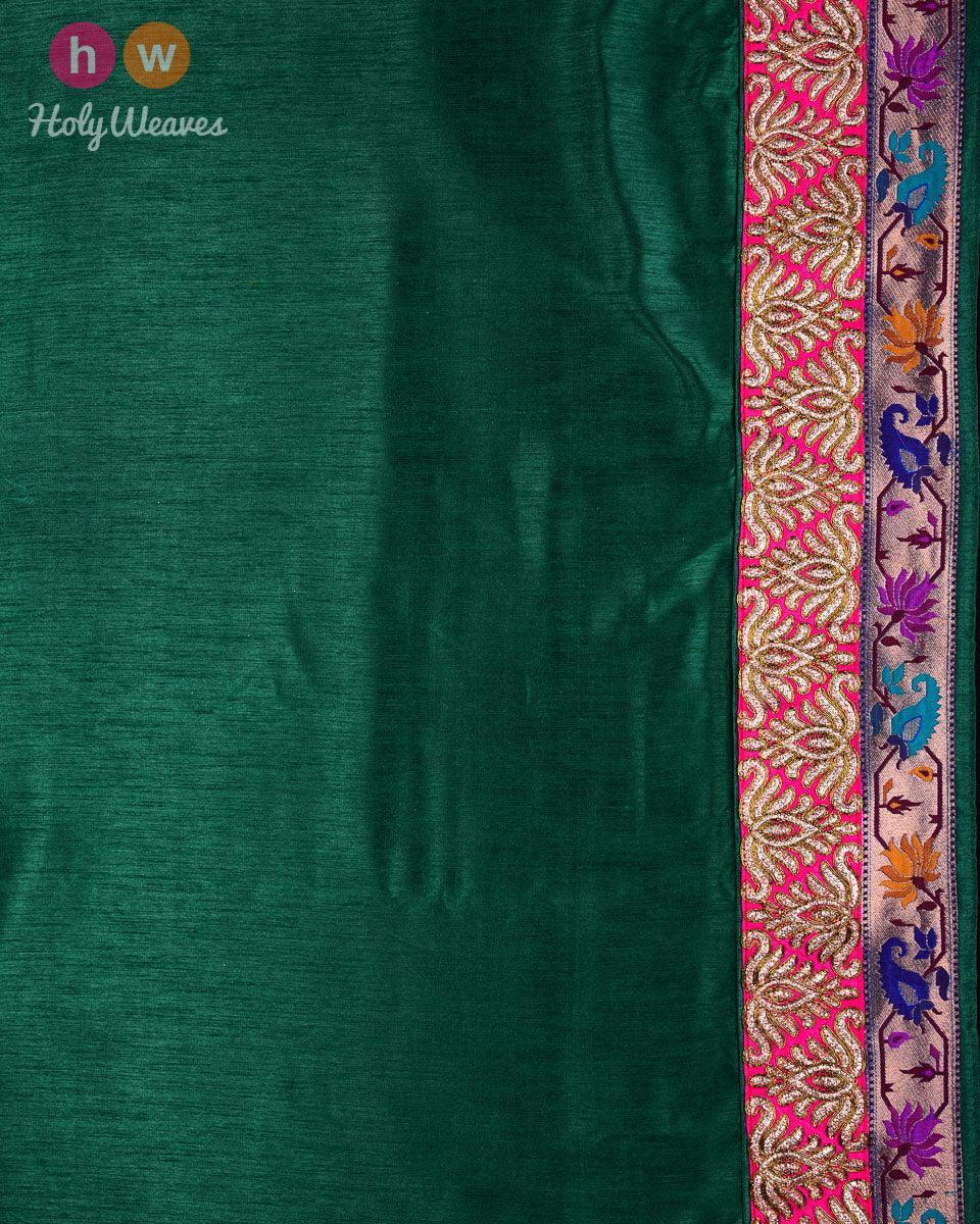 Purple Hand-embroidered Art Silk Saree - By HolyWeaves, Benares