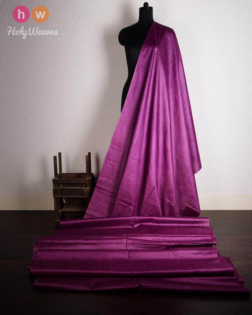 Purple Plain Tasar Silk Fabric - By HolyWeaves, Benares