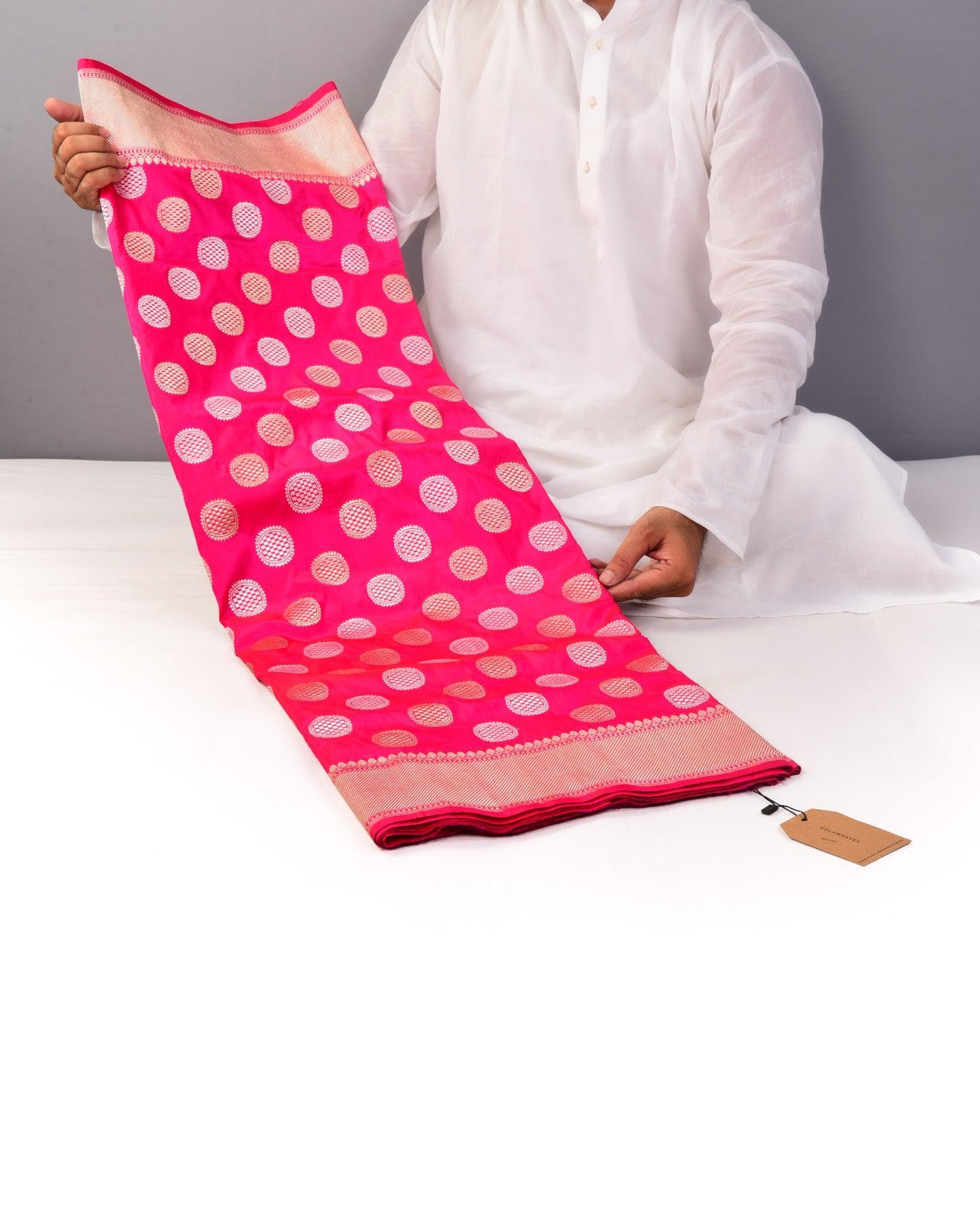 Rani Pink Banarasi Kadhuan Brocade Handwoven Katan Silk Saree - By HolyWeaves, Benares