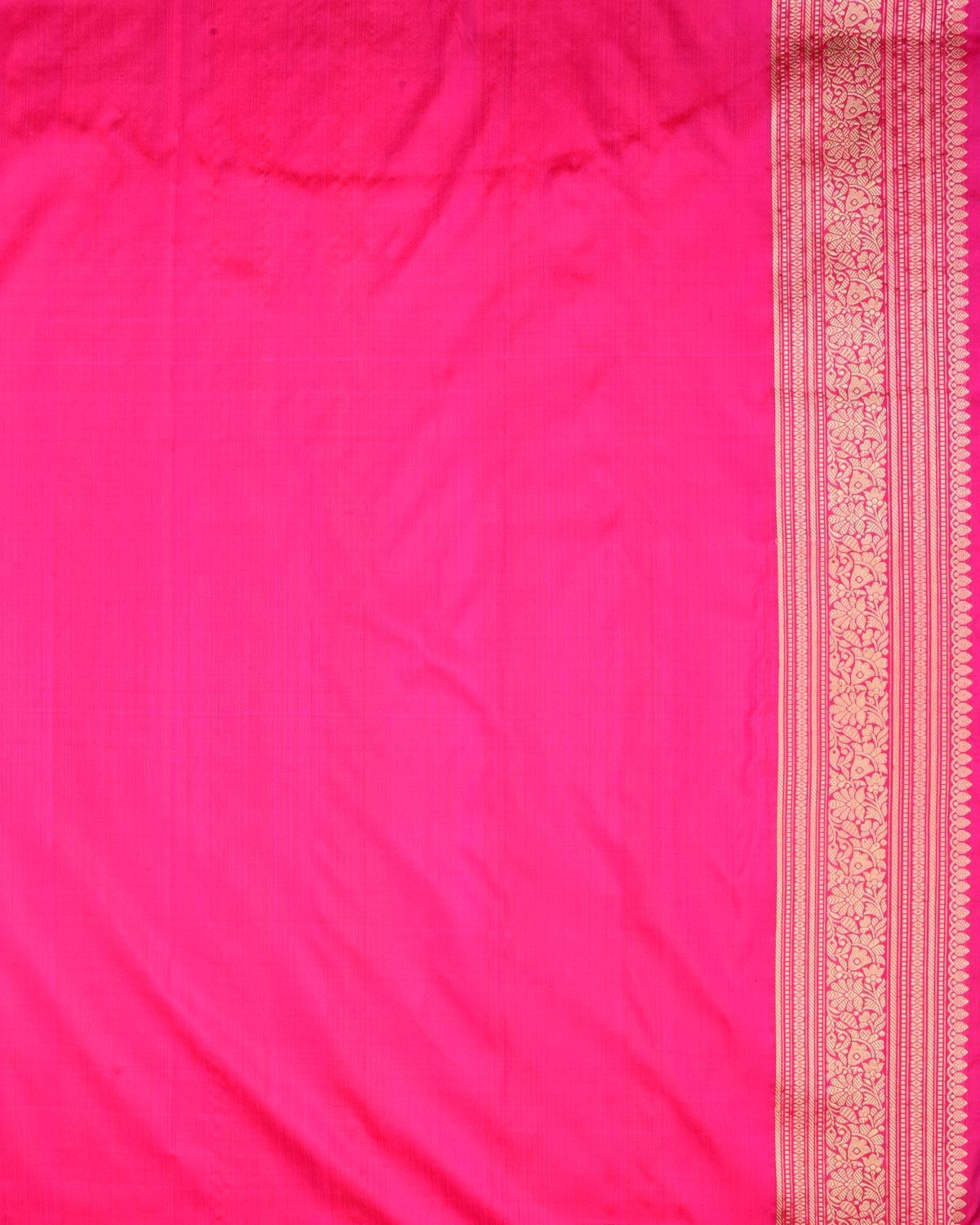 Rani Pink Banarasi Sparrow & Lion Brocade Handwoven Katan Silk Saree - By HolyWeaves, Benares