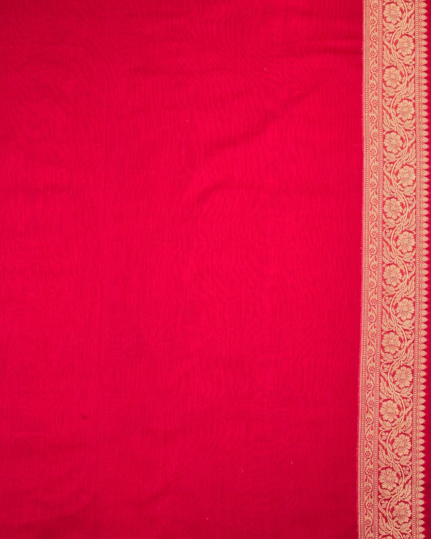 Rani Pink Banarasi Zari and Resham Jaal Cutwork Brocade Woven Cotton Silk Saree - By HolyWeaves, Benares
