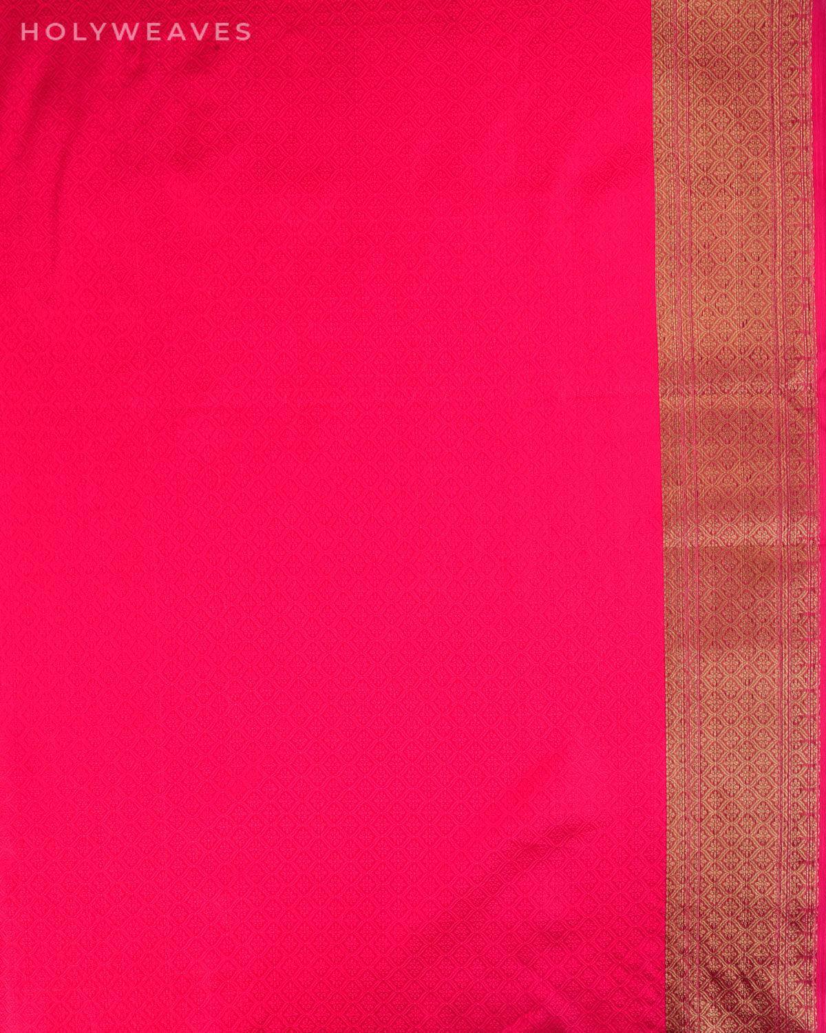 Rani Pink Floral Jangla Cutwork Brocade Woven Art Cotton Silk Saree - By HolyWeaves, Benares