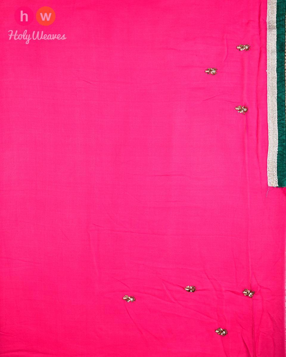 Rani Pink Hand-embroidered Georgette Saree - By HolyWeaves, Benares