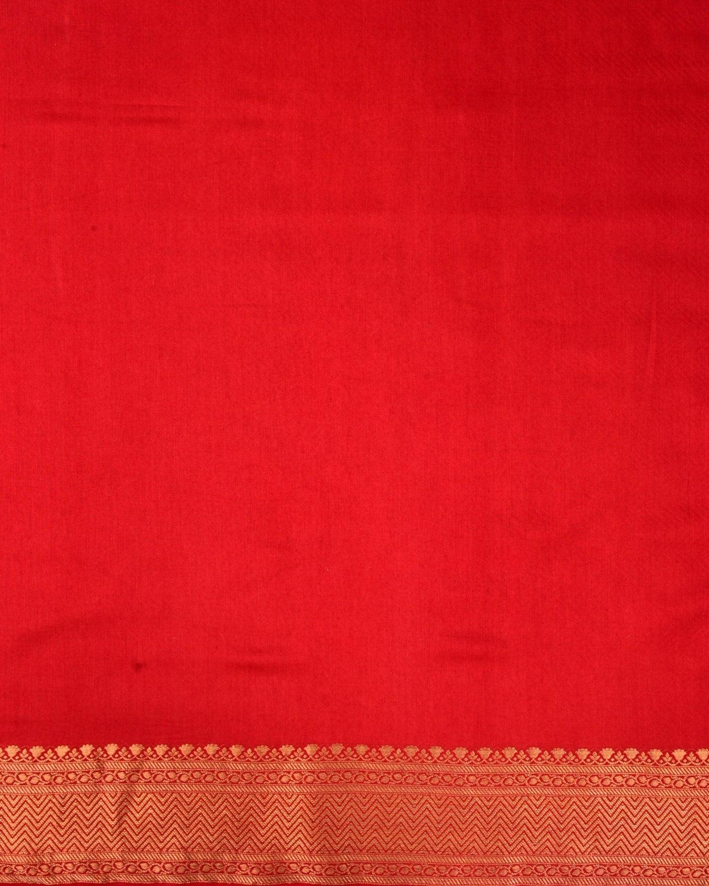 Red Banarasi Brocade Woven Muga Silk Saree - By HolyWeaves, Benares