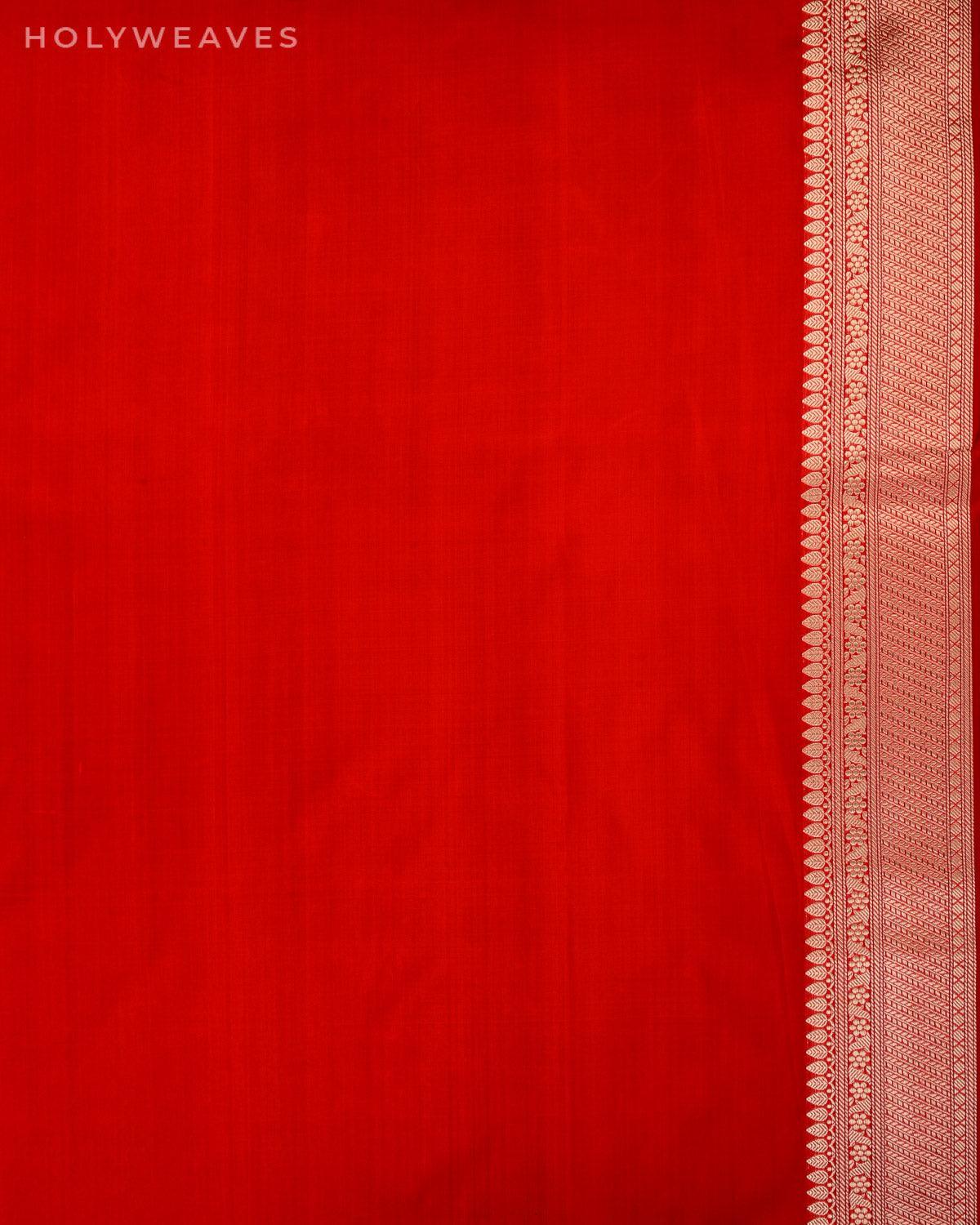 Red Banarasi Buti Alfi Kadhuan Brocade Handwoven Katan Silk Saree - By HolyWeaves, Benares