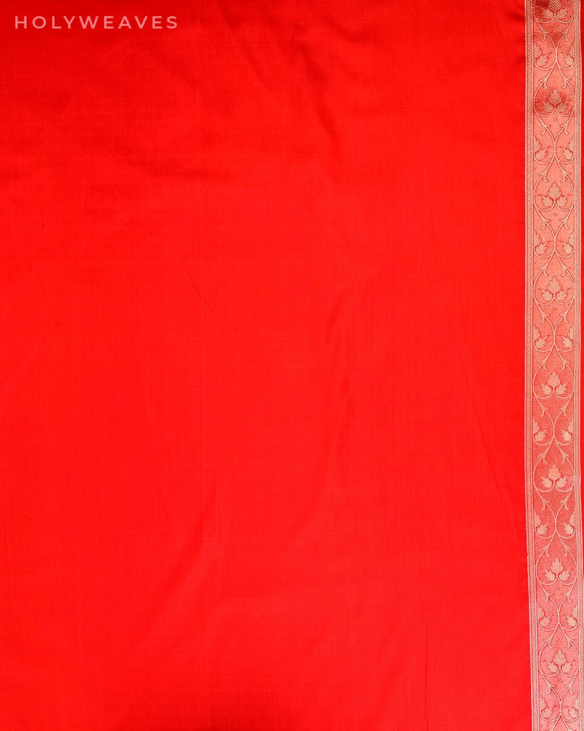 Red Banarasi Diagonal Stripes Cutwork Brocade Handwoven Katan Silk Saree - By HolyWeaves, Benares