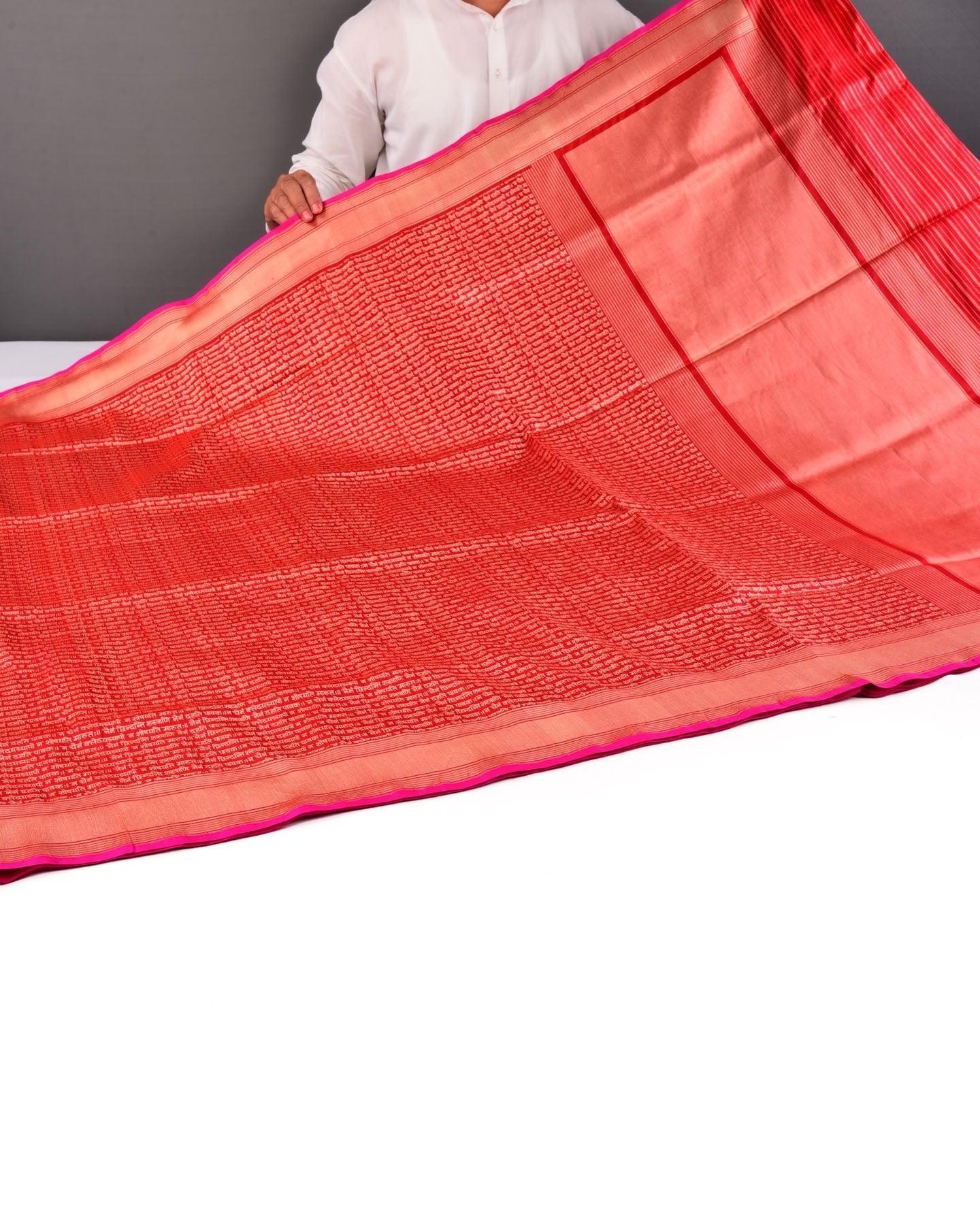 Red Banarasi "श्लोक" Shlok Brocade Handwoven Katan Silk Saree - By HolyWeaves, Benares
