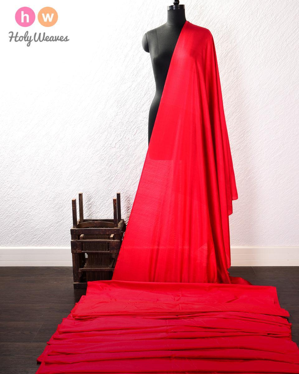 Red Pure Silk Plain Fabric - By HolyWeaves, Benares