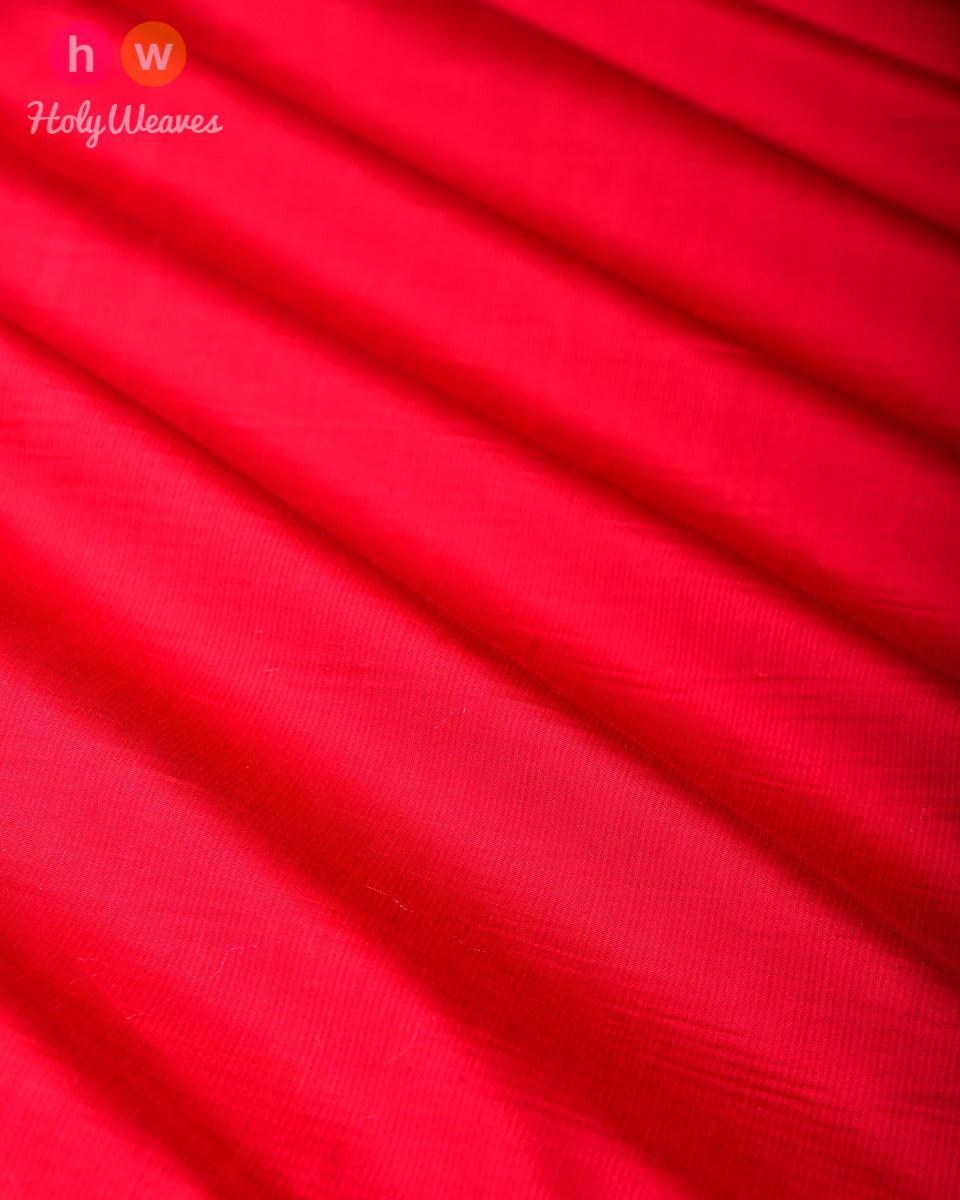 Red Pure Silk Plain Fabric - By HolyWeaves, Benares
