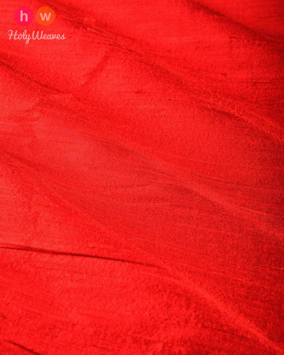Red Textured Handwoven Raw Silk Fabric - By HolyWeaves, Benares