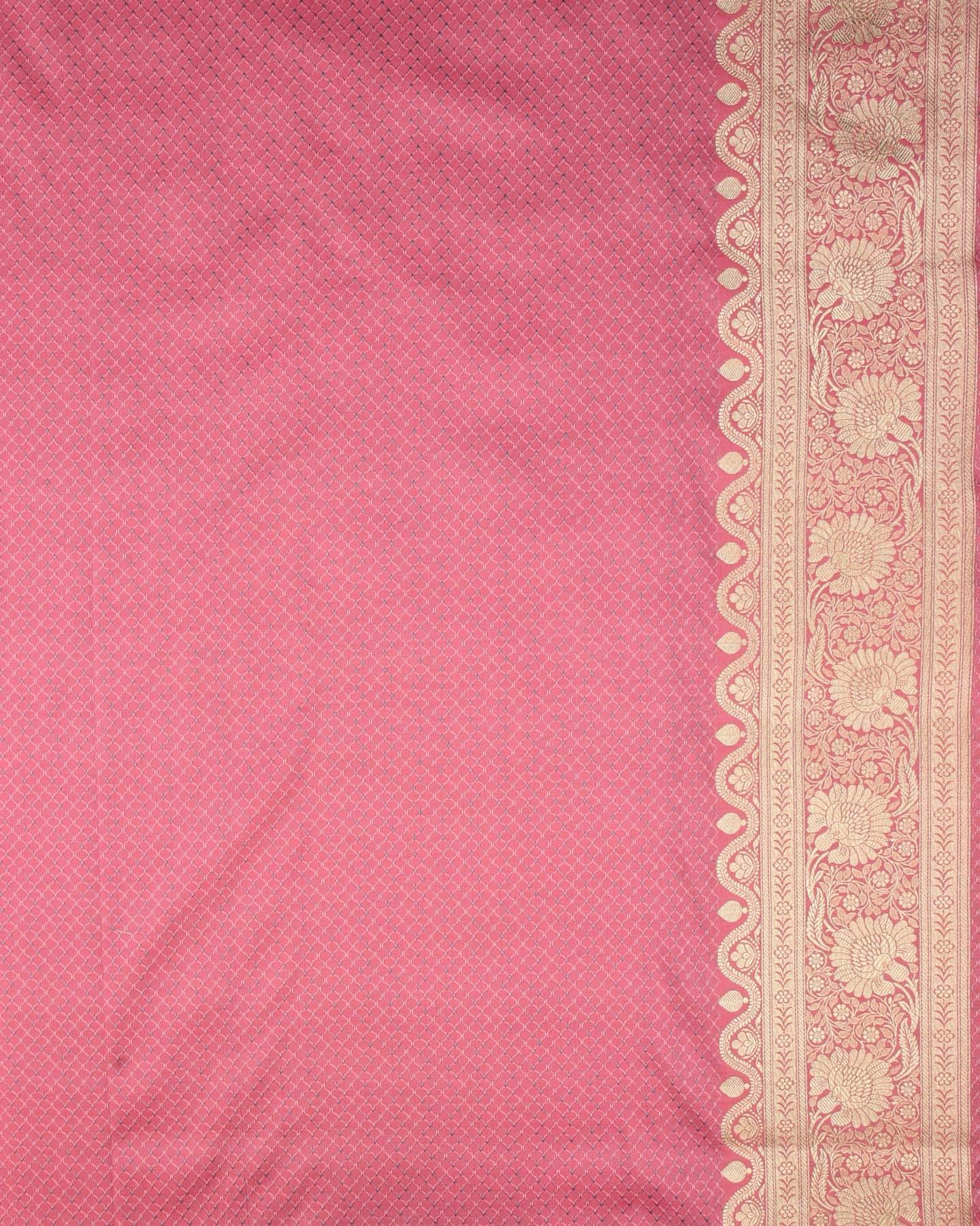Redwood Banarasi Tehri Resham Meena and Gold Zari Maheen Jaal Satin Tanchoi Brocade Woven Art Silk Saree - By HolyWeaves, Benares