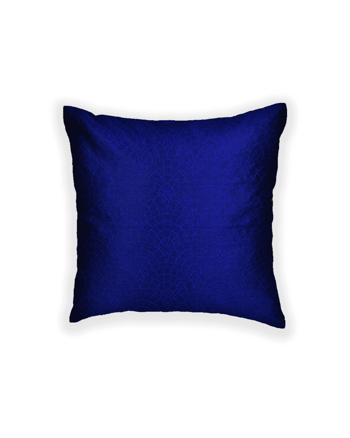 Royal Blue Banarasi Cobble Tanchoi Poly Dupion Cushion Cover 3" - By HolyWeaves, Benares