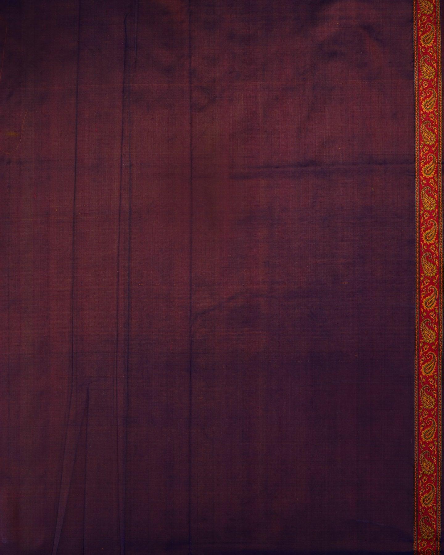 Royal Blue Banarasi Tehri Jamawar Handwoven Katan Silk Saree - By HolyWeaves, Benares