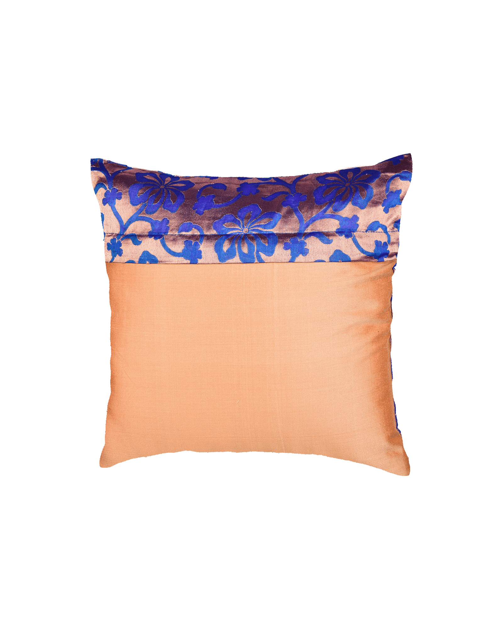 Royal Blue Banarasi Zari Brocade Poly Silk Cushion Cover 16" - By HolyWeaves, Benares