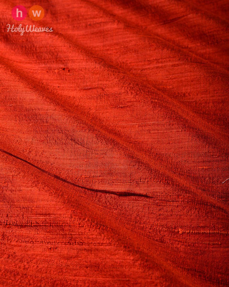 Rust Textured Handwoven Raw Silk Fabric - By HolyWeaves, Benares