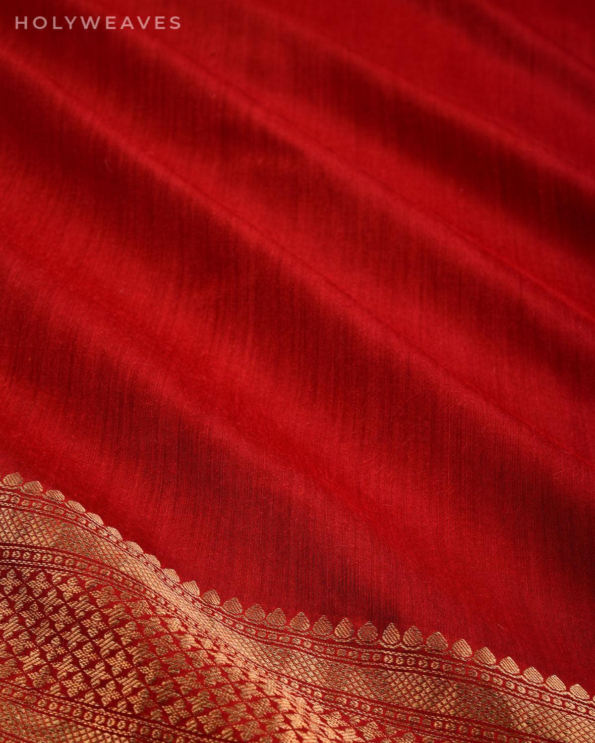 Rusty Maroon Banarasi Brocade Woven Muga Silk Saree - By HolyWeaves, Benares