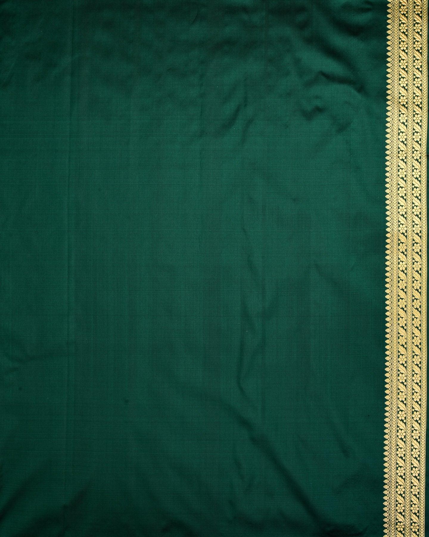 Sacramento Green Banarasi Chhoti Buti Kadhuan Brocade Handwoven Katan Silk Saree - By HolyWeaves, Benares