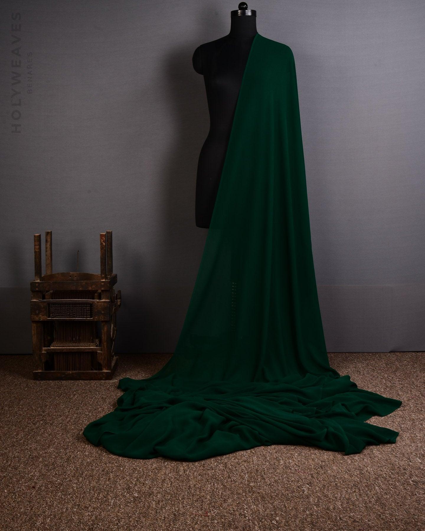 Sacramento Green Woven Pure Georgette Fabric - By HolyWeaves, Benares