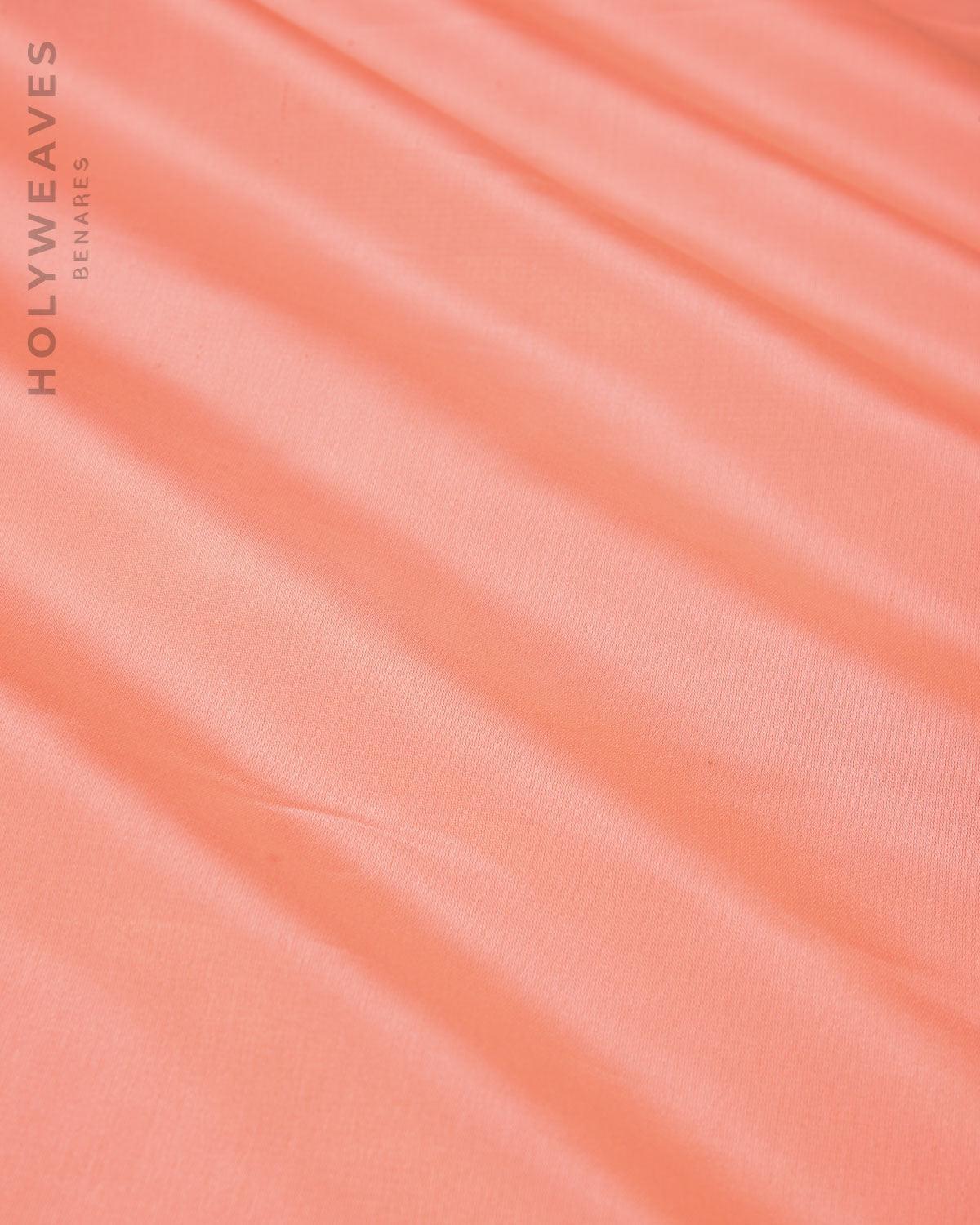 Salmon Pink Banarasi Plain Woven Satin Viscose Silk Fabric - By HolyWeaves, Benares
