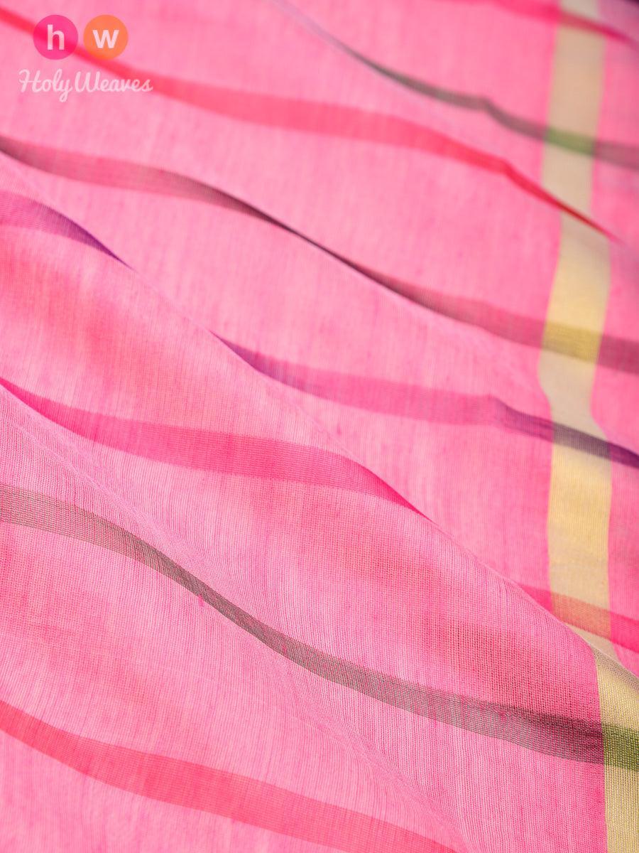 Salmon Pink Woven Cotton Silk Dupatta - By HolyWeaves, Benares