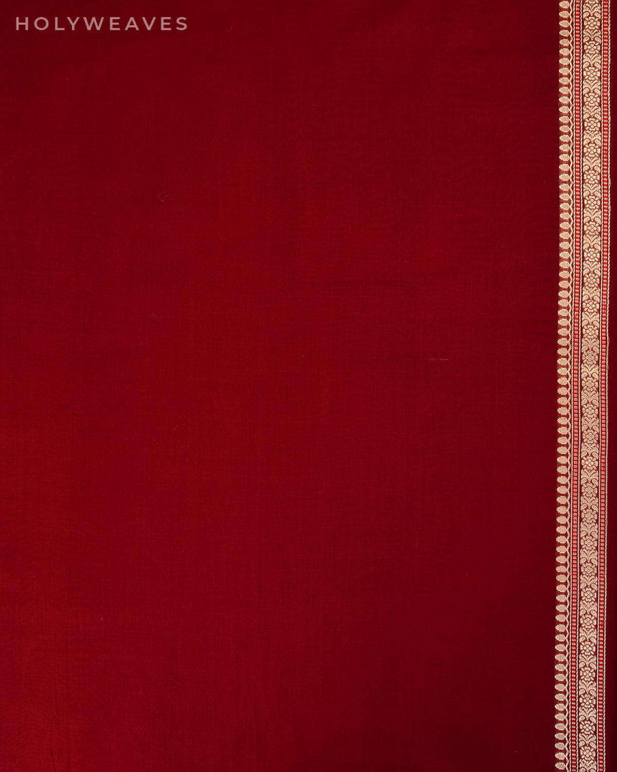 Sangria Maroon Banarasi Ektara Buti Kadhuan Brocade Handwoven Handloom Cotton Saree - By HolyWeaves, Benares