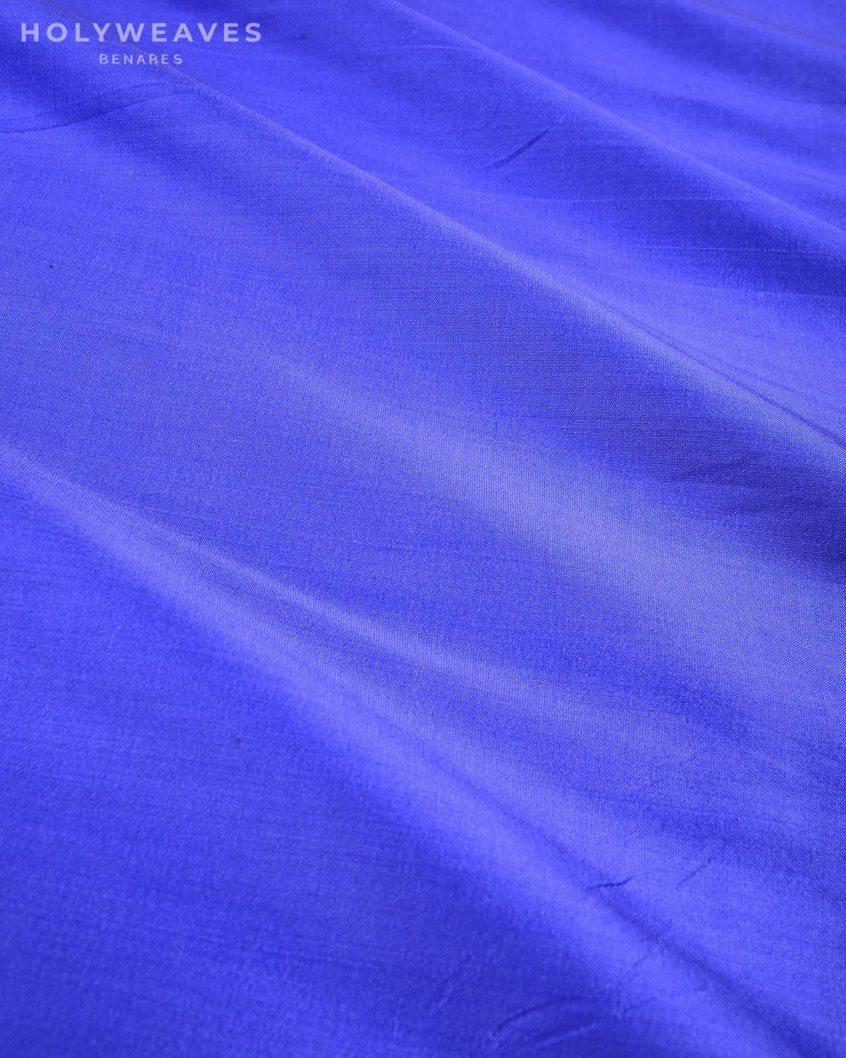 Sapphire Blue Banarasi Plain Woven Spun Silk Fabric - By HolyWeaves, Benares