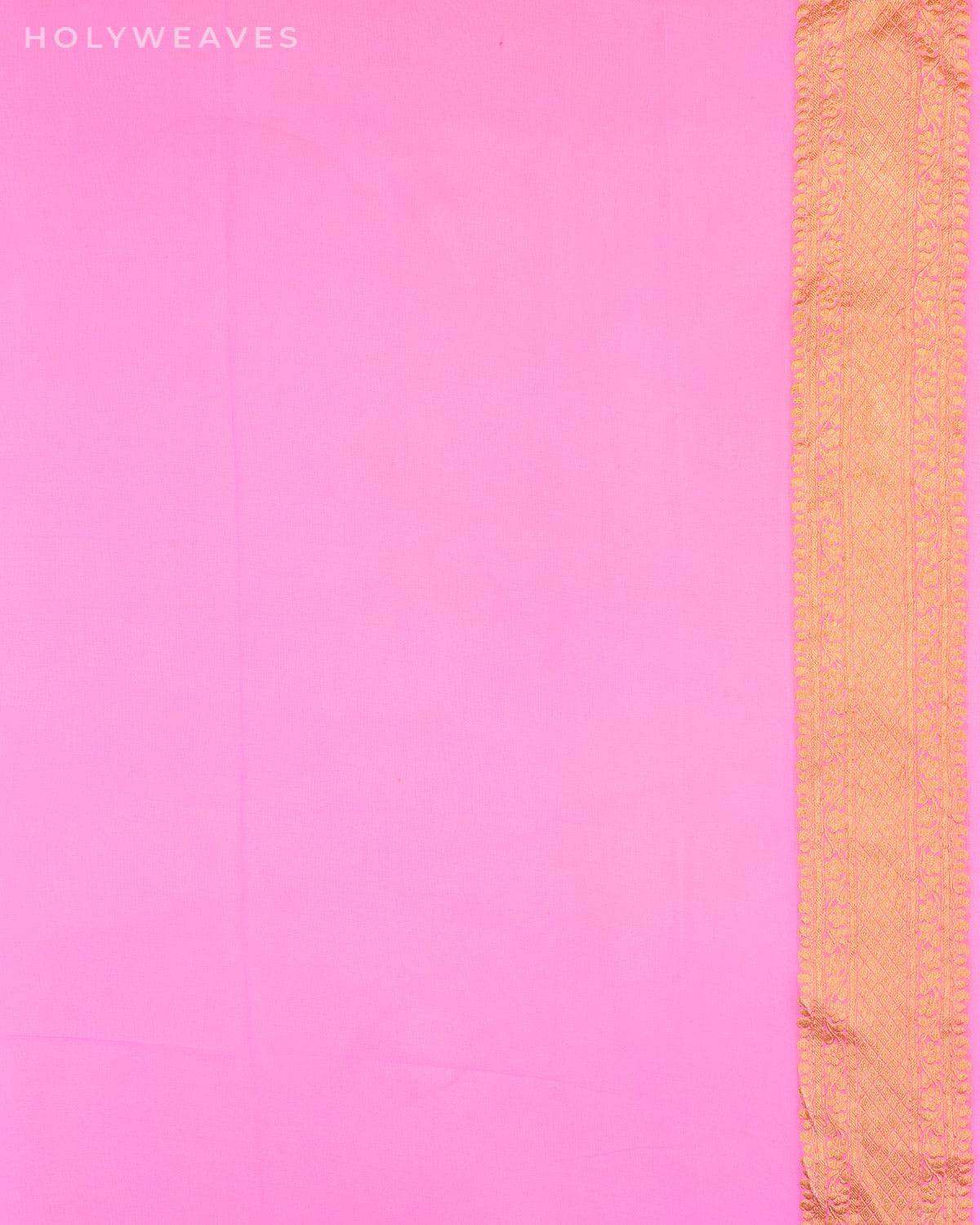 Shaded Pink-Yellow Banarasi Leheriya Cutwork Brocade Handwoven Khaddi Georgette Saree - By HolyWeaves, Benares