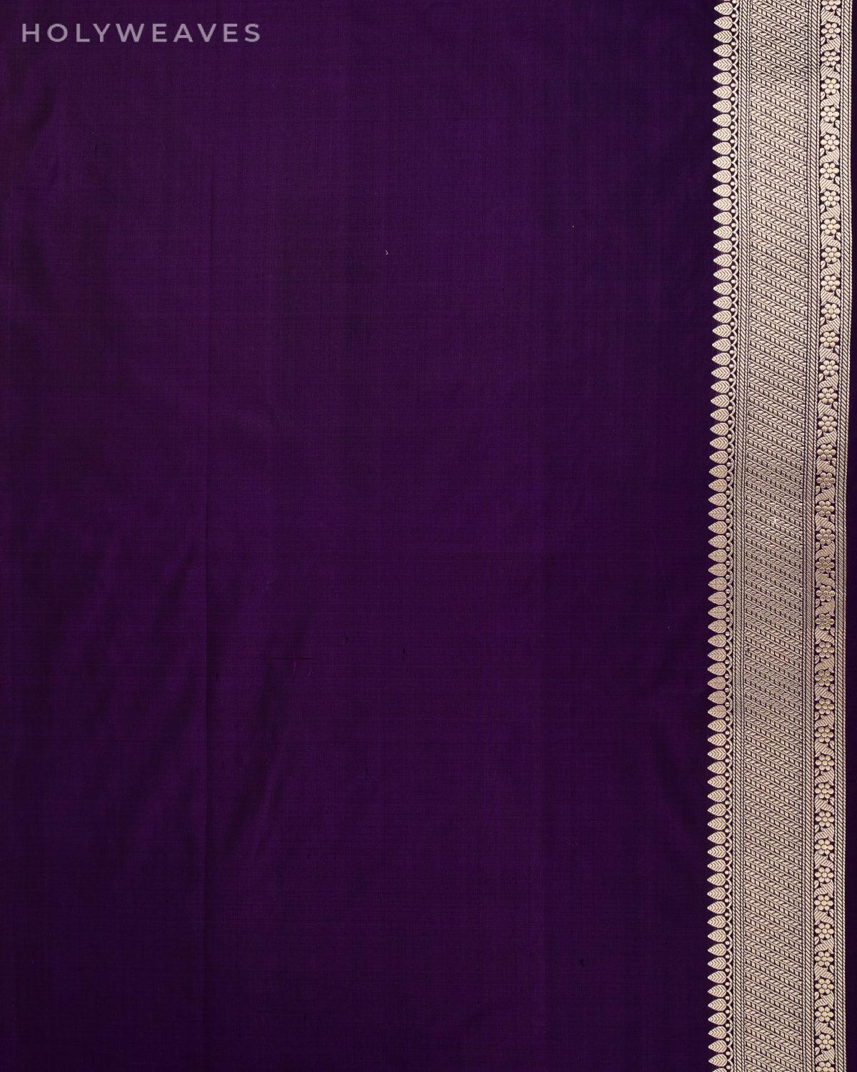 Shot Black Purple Banarasi Buti Alfi Kadhuan Brocade Handwoven Katan Silk Saree - By HolyWeaves, Benares