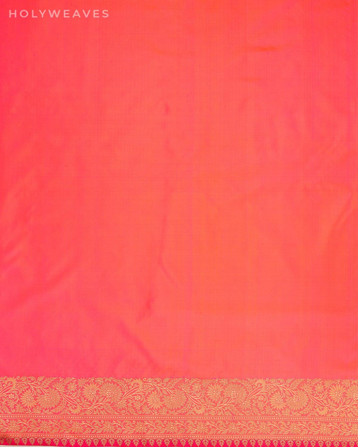 Shot Peach Banarasi Brocade Handwoven Katan Silk Saree - By HolyWeaves, Benares