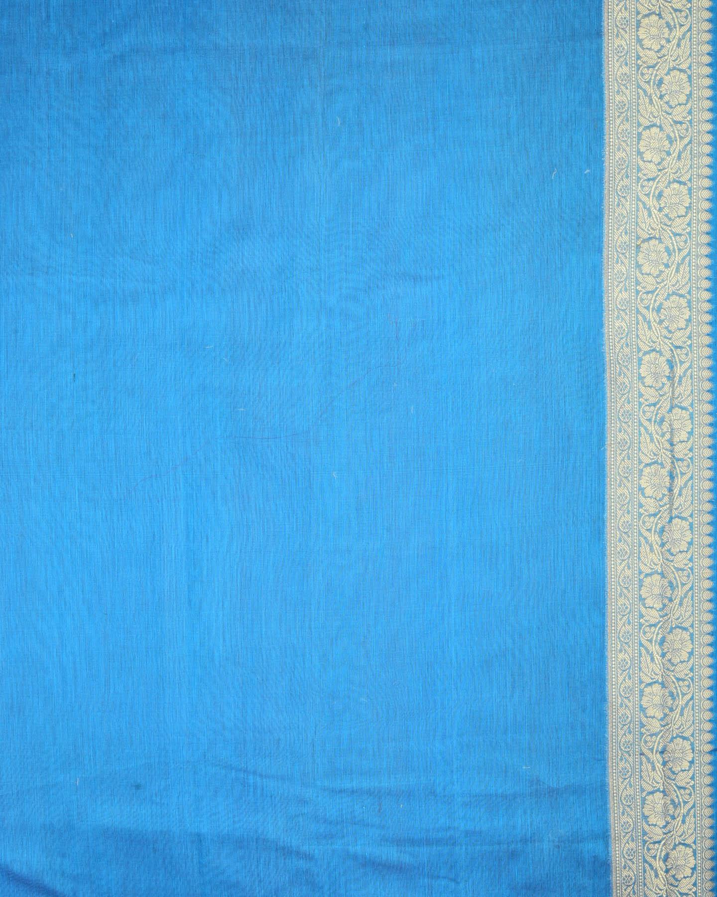 Shot Pink Blue Banarasi Zari and Resham Jaal Cutwork Brocade Woven Cotton Silk Saree - By HolyWeaves, Benares