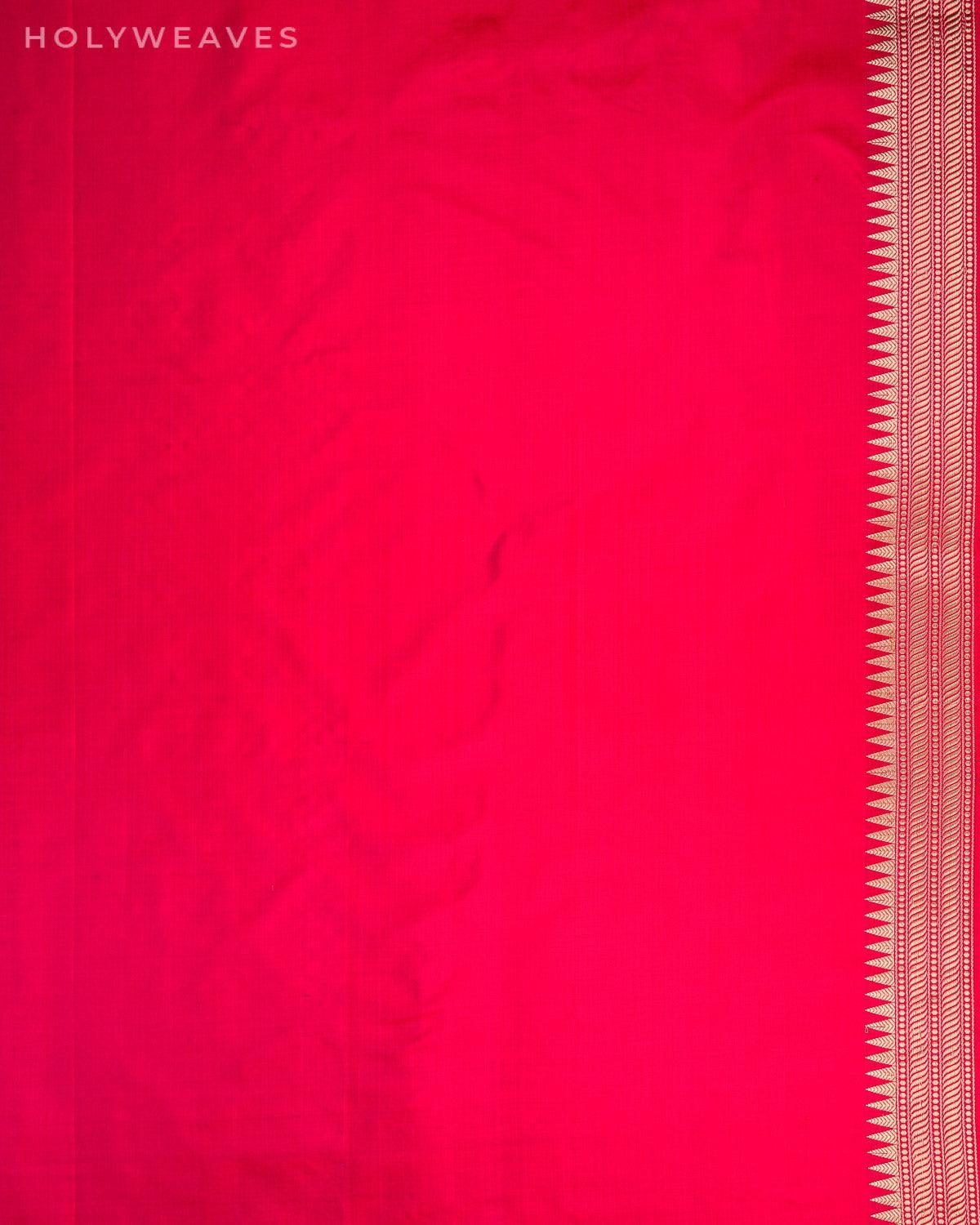 Shot Pink-Red Banarasi Tehra Meena Kadhuan Brocade Handwoven Katan Silk Saree - By HolyWeaves, Benares