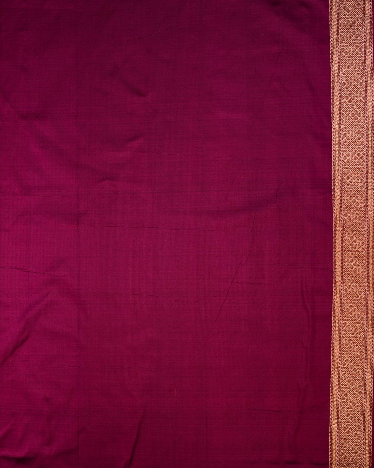 Shot Purple Banarasi Antique Zari Paisley Tanchoi Brocade Handwoven Katan Silk Saree - By HolyWeaves, Benares