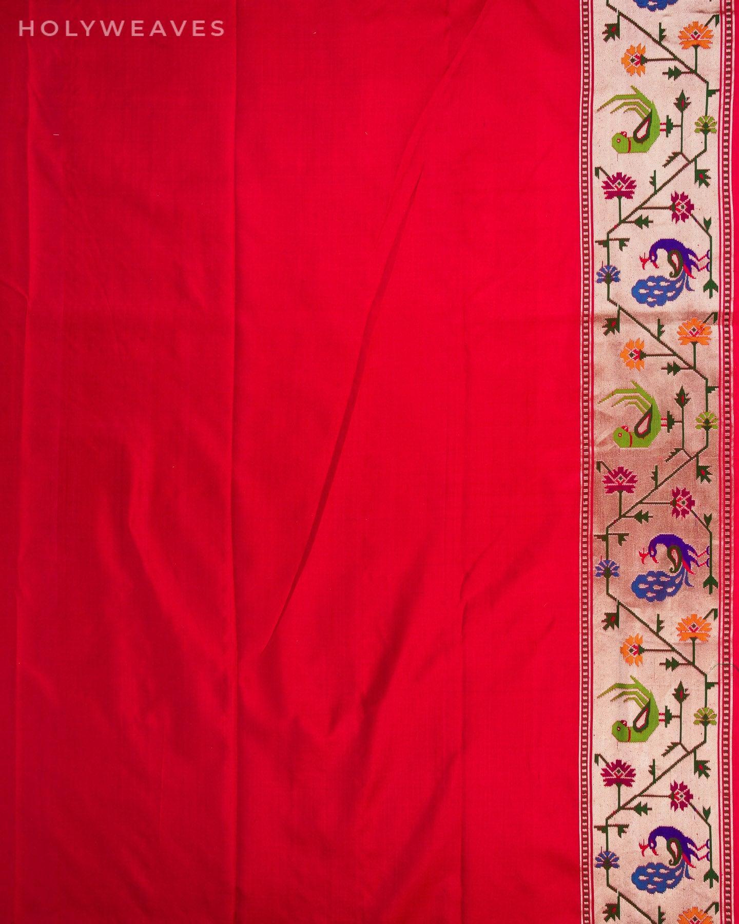 Shot Purple Banarasi Paudi Chauhari Paithani Handwoven Katan Silk Saree - By HolyWeaves, Benares