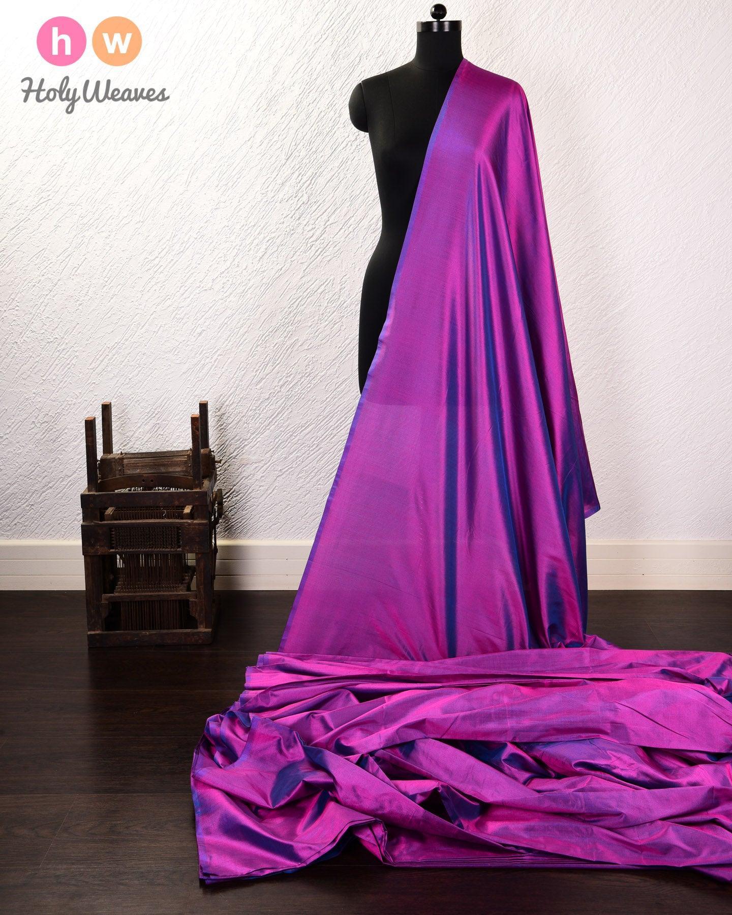 Shot Purple Banarasi Plain Woven Spun Silk Fabric - By HolyWeaves, Benares