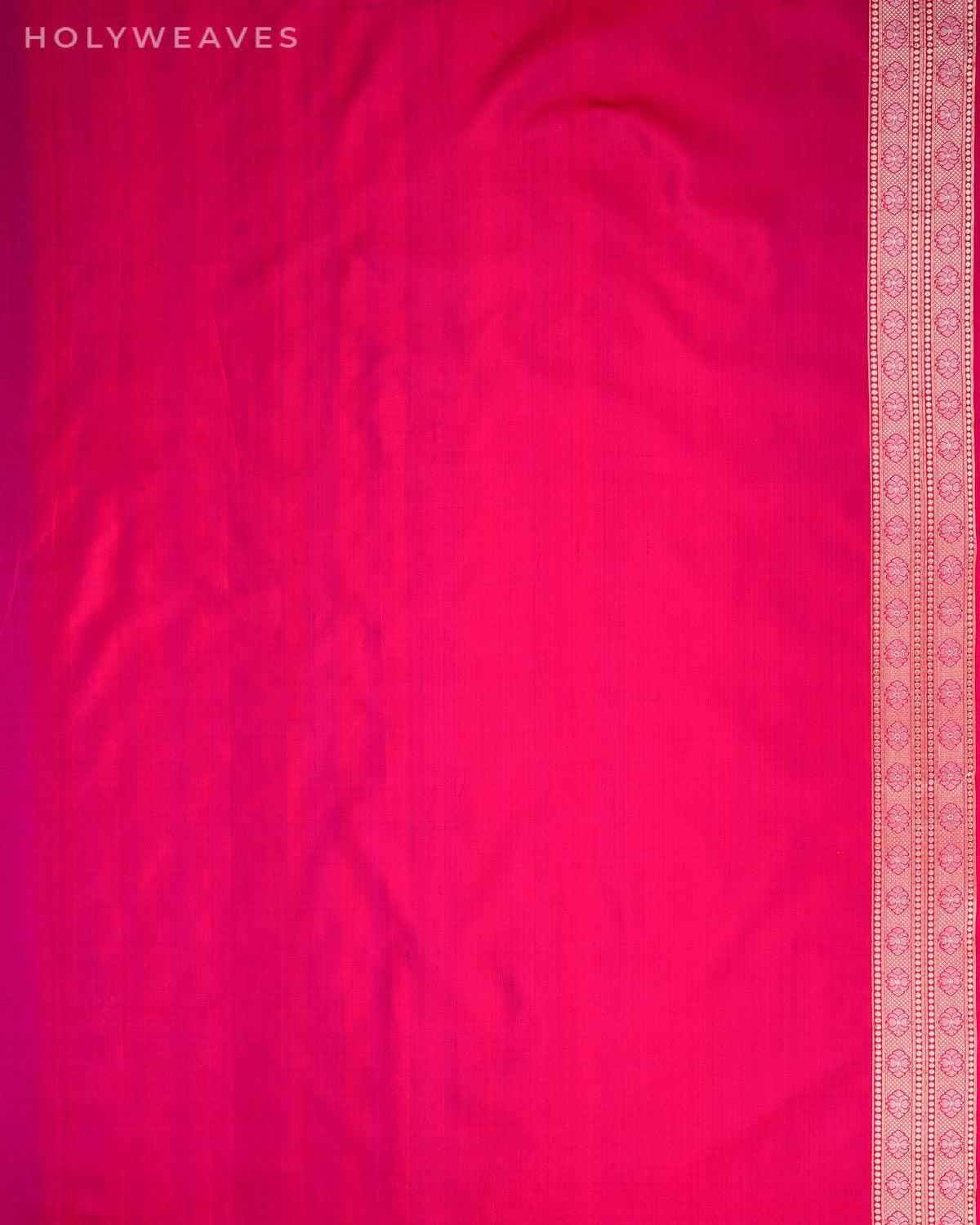 Shot Rani Pink Banarasi Alfi Sona Rupa Cutwork Brocade Handwoven Katan Silk Saree - By HolyWeaves, Benares