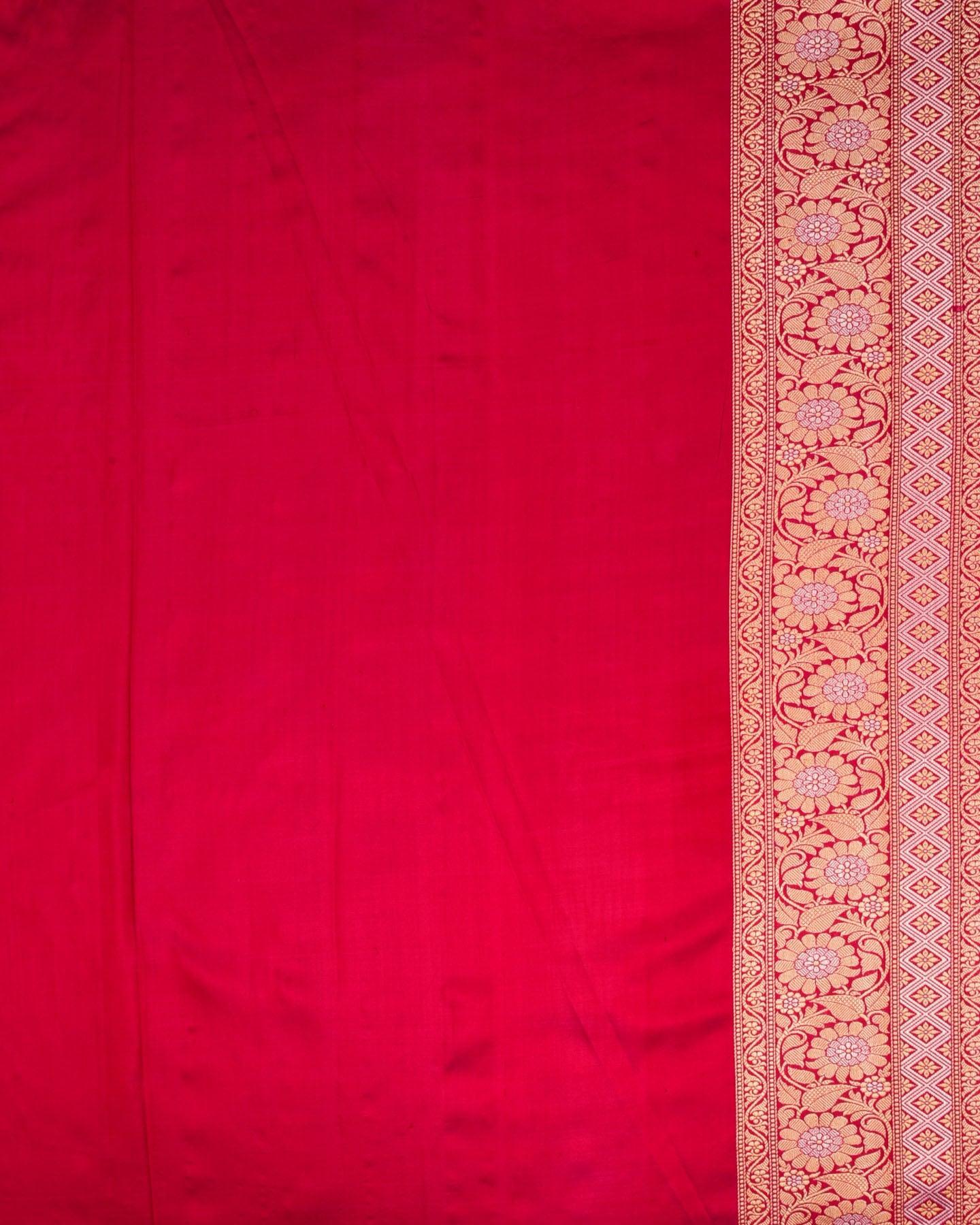 Shot Rani Pink Banarasi Bridal All-over Zari Weave Kadhuan Brocade Handwoven Katan Silk Saree - By HolyWeaves, Benares