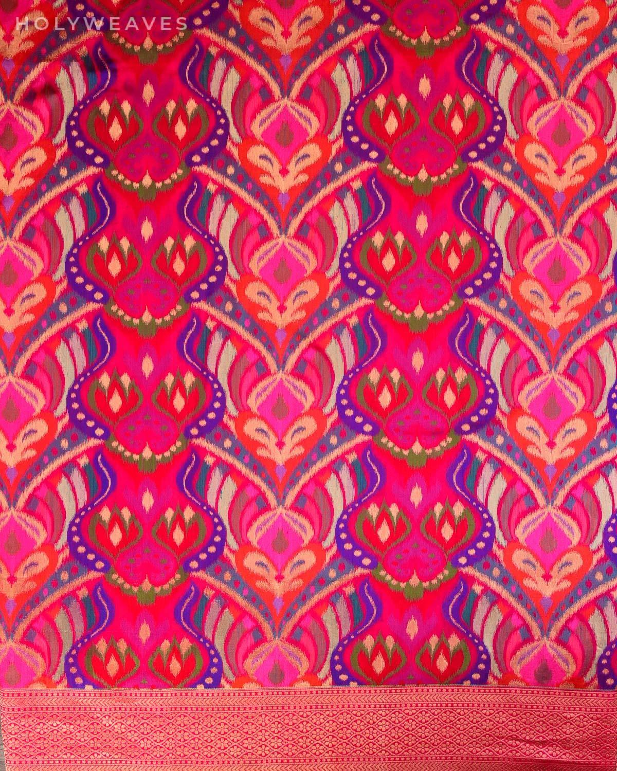 Shot Rani Pink Banarasi Panchehra Meena Cutwork Brocade Handwoven Katan Silk Saree - By HolyWeaves, Benares