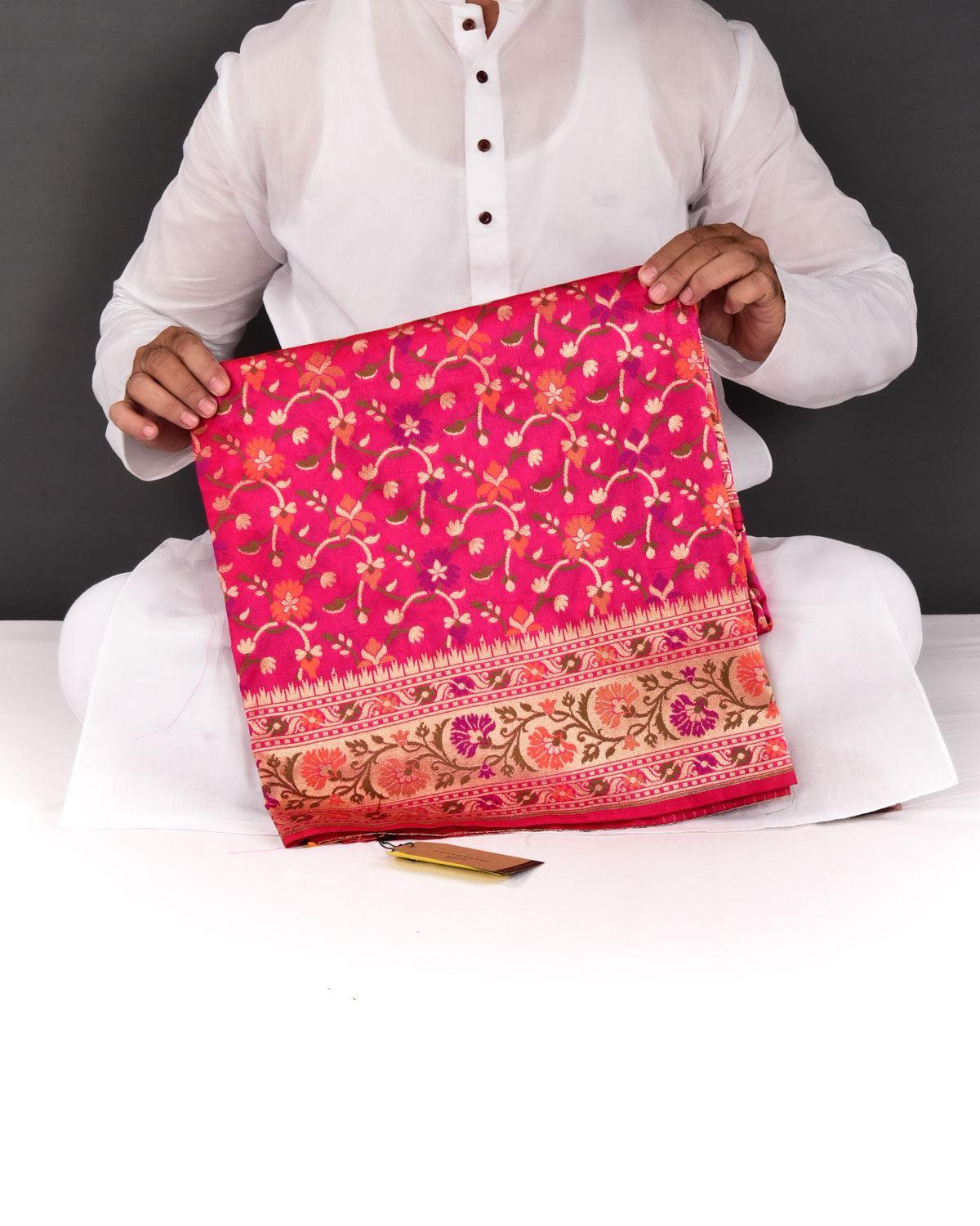 Shot Rani Red Banarasi Patola Tehra Meena Cutwork Brocade Handwoven Katan Silk Saree - By HolyWeaves, Benares