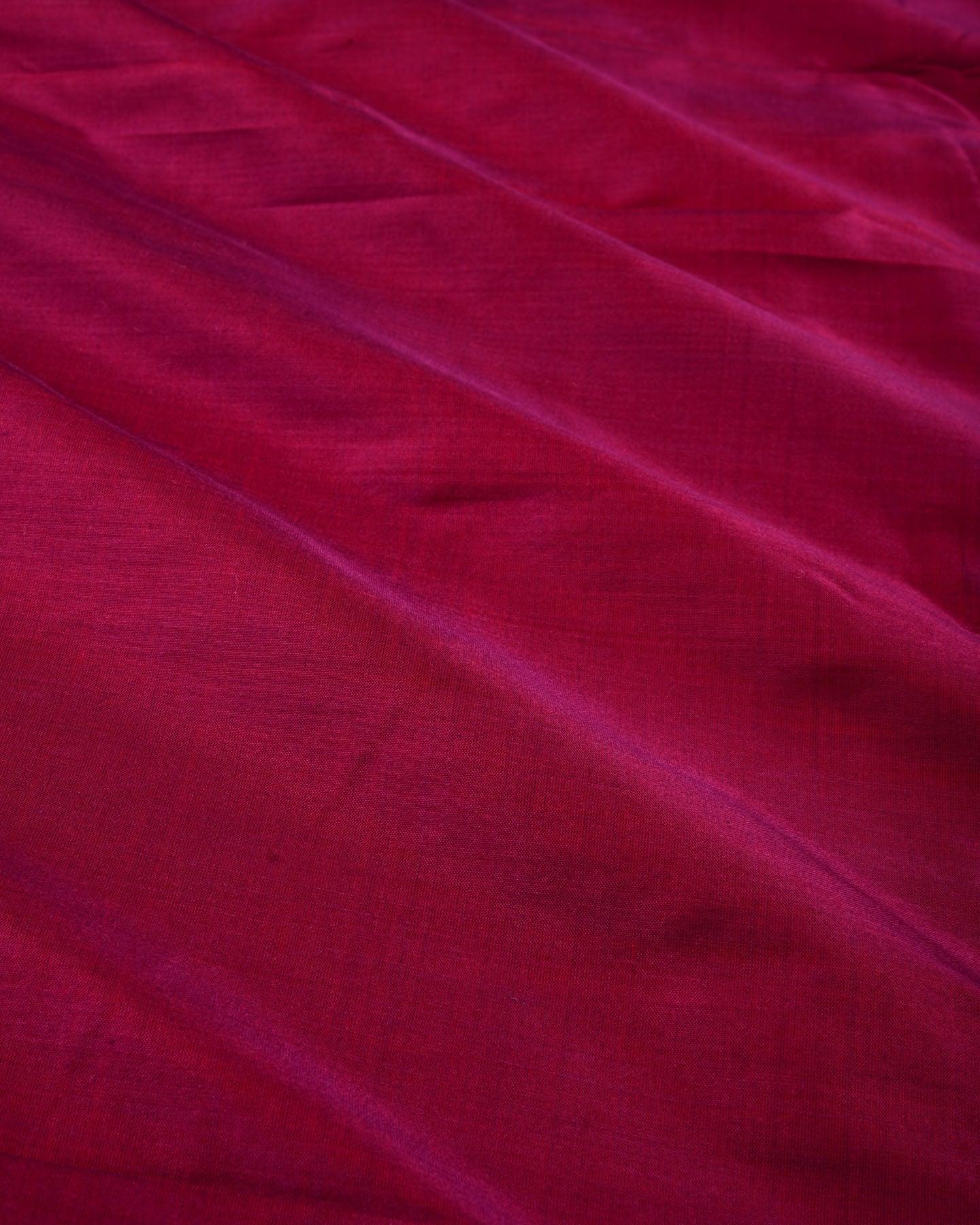 Shot Red Purple Banarasi Plain Woven Spun Silk Fabric - By HolyWeaves, Benares