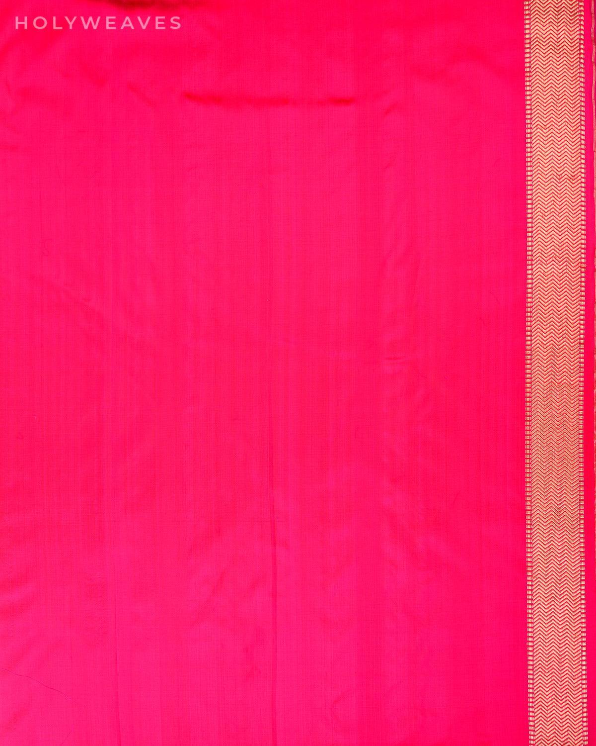 Shot Ruby Pink Banarasi Shikargah Brocade Handwoven Katan Silk Saree - By HolyWeaves, Benares