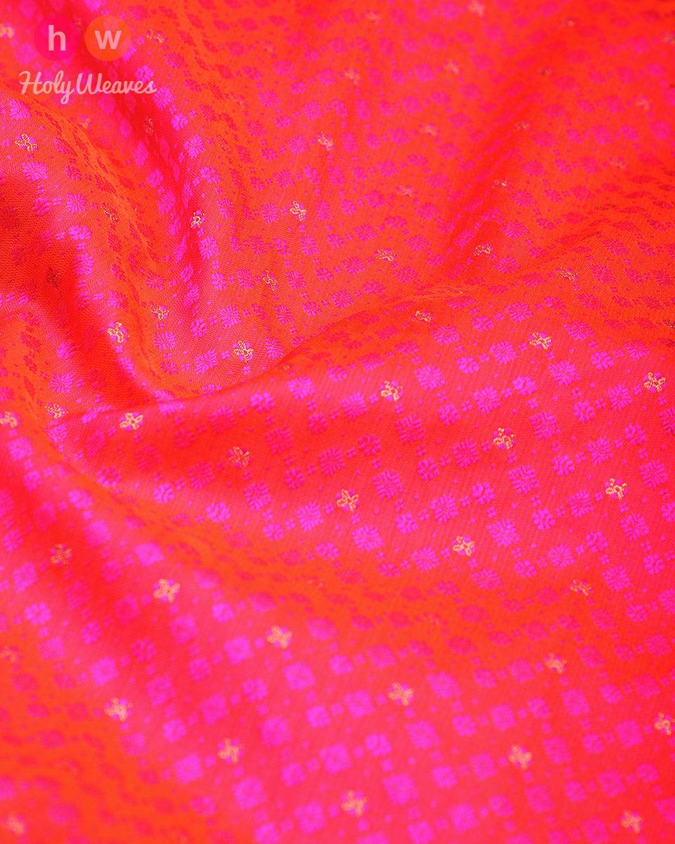 Shot Ruby Pink Tanchoi Brocade Handwoven Pure Silk Pocket Square For Men - By HolyWeaves, Benares