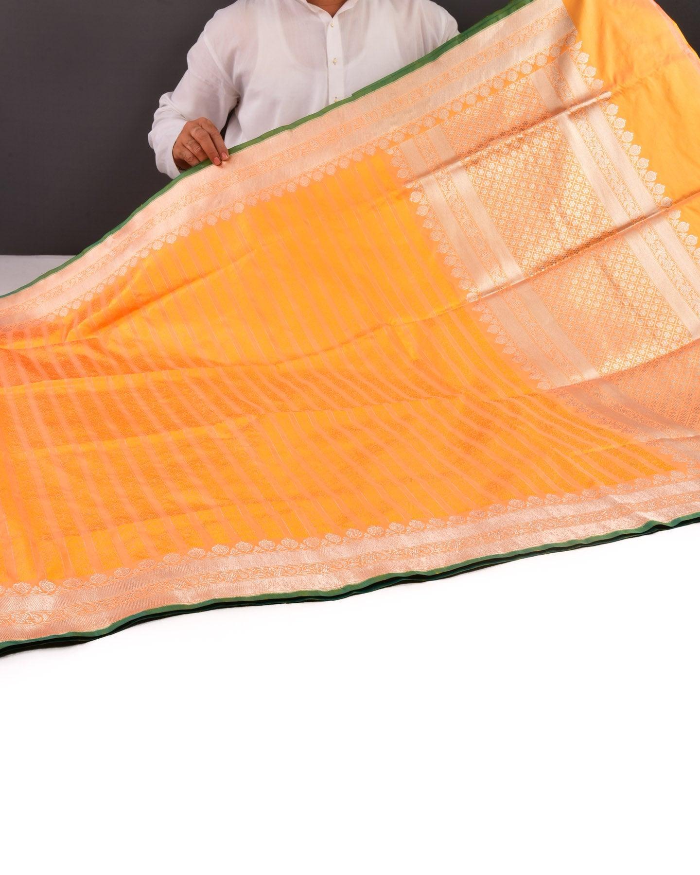 Shot Yellow Banarasi Roopa Zari Tanchoi Brocade Handwoven Katan Silk Saree - By HolyWeaves, Benares