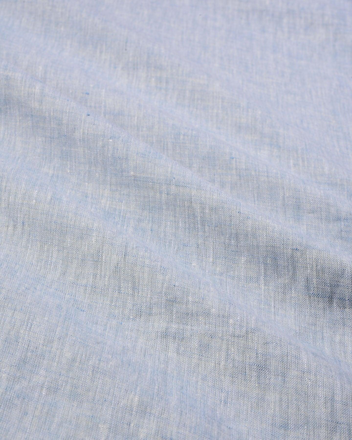 Sky Blue Textured Plain Woven Cotton Linen Fabric - By HolyWeaves, Benares