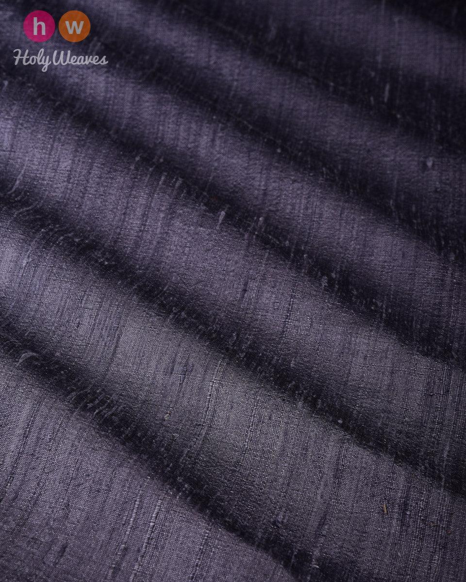 Steel Gray Textured Handwoven Raw Silk Fabric - By HolyWeaves, Benares