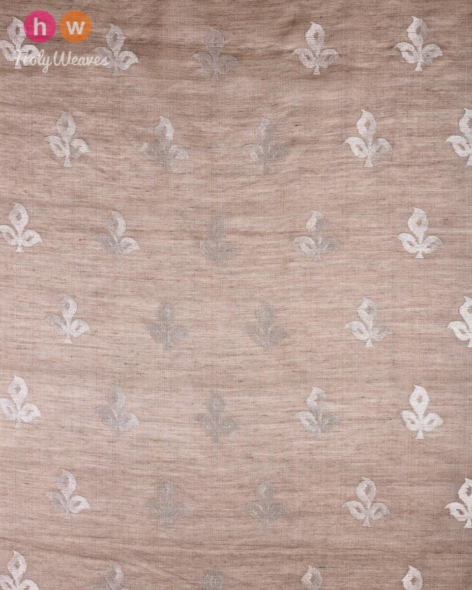 Stone Gray Silver Tissue Kadhuan Brocade Handwoven Nassi Silk Fabric - By HolyWeaves, Benares