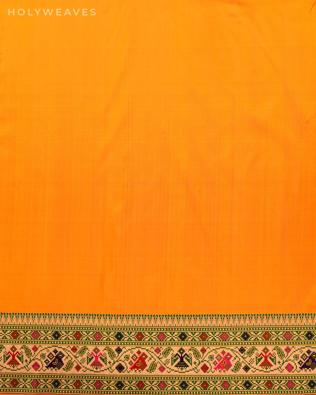 Sunny Orange Banarasi Patola Tehra Meena Cutwork Brocade Handwoven Katan Silk Saree - By HolyWeaves, Benares