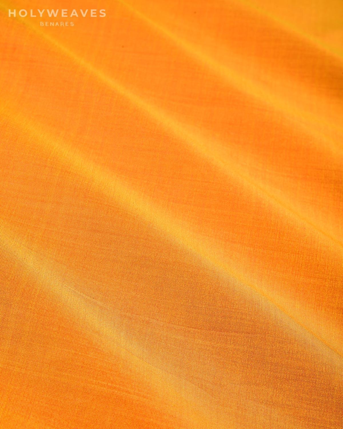 Sunny Orange Banarasi Plain Woven Spun Silk Fabric - By HolyWeaves, Benares