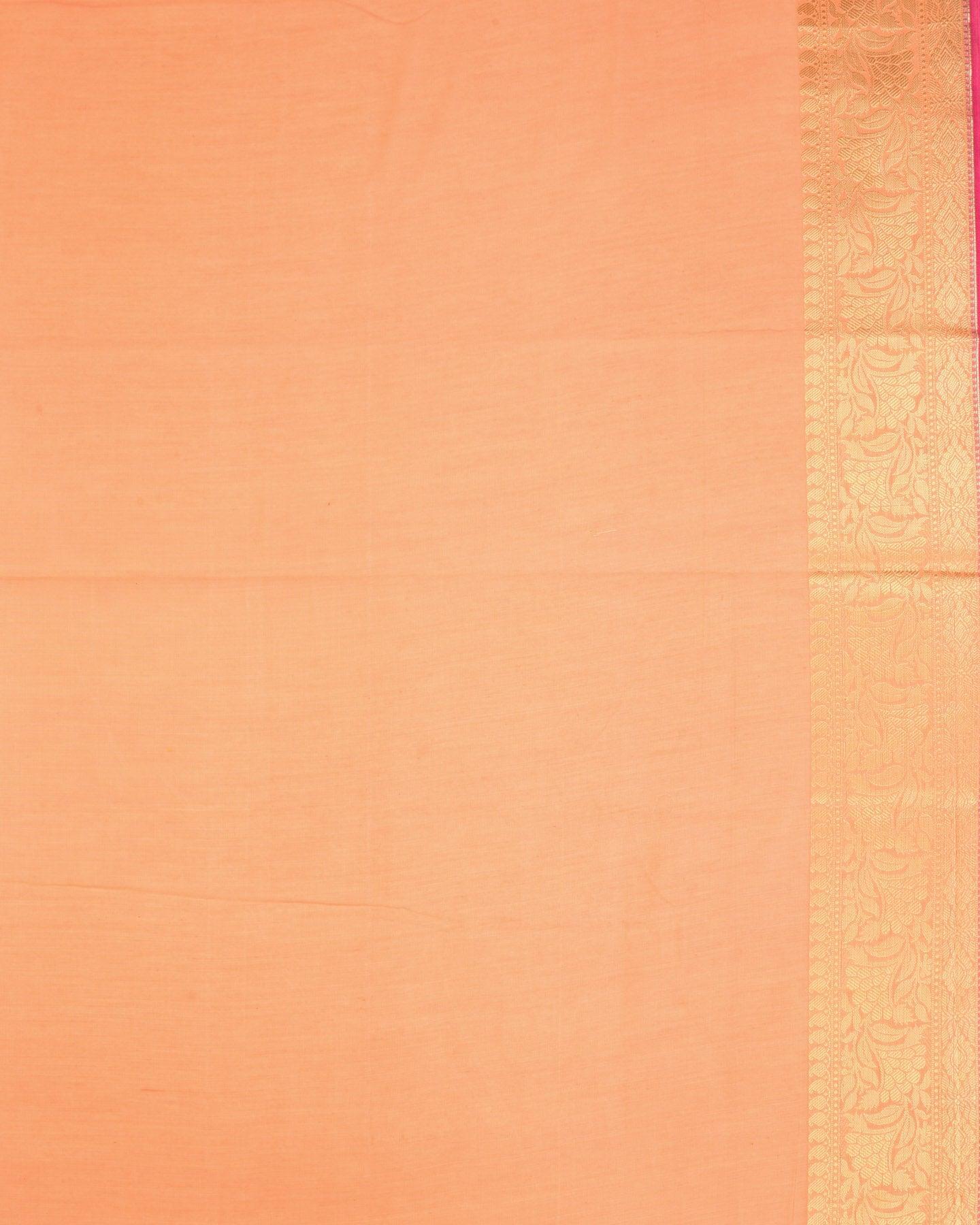 Sunny Peach Banarasi Gold Silver and Color Resham Buta Cutwork Brocade Woven Cotton Silk Saree - By HolyWeaves, Benares